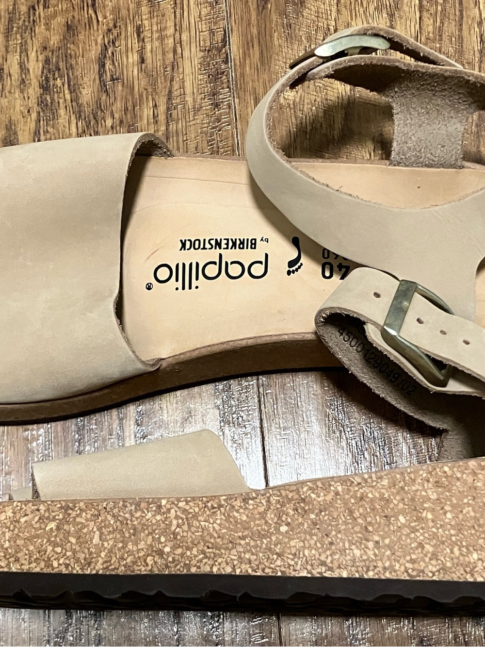 Birkenstock Beige/Tan Cork Platform Sandals - Picture 4 of 6